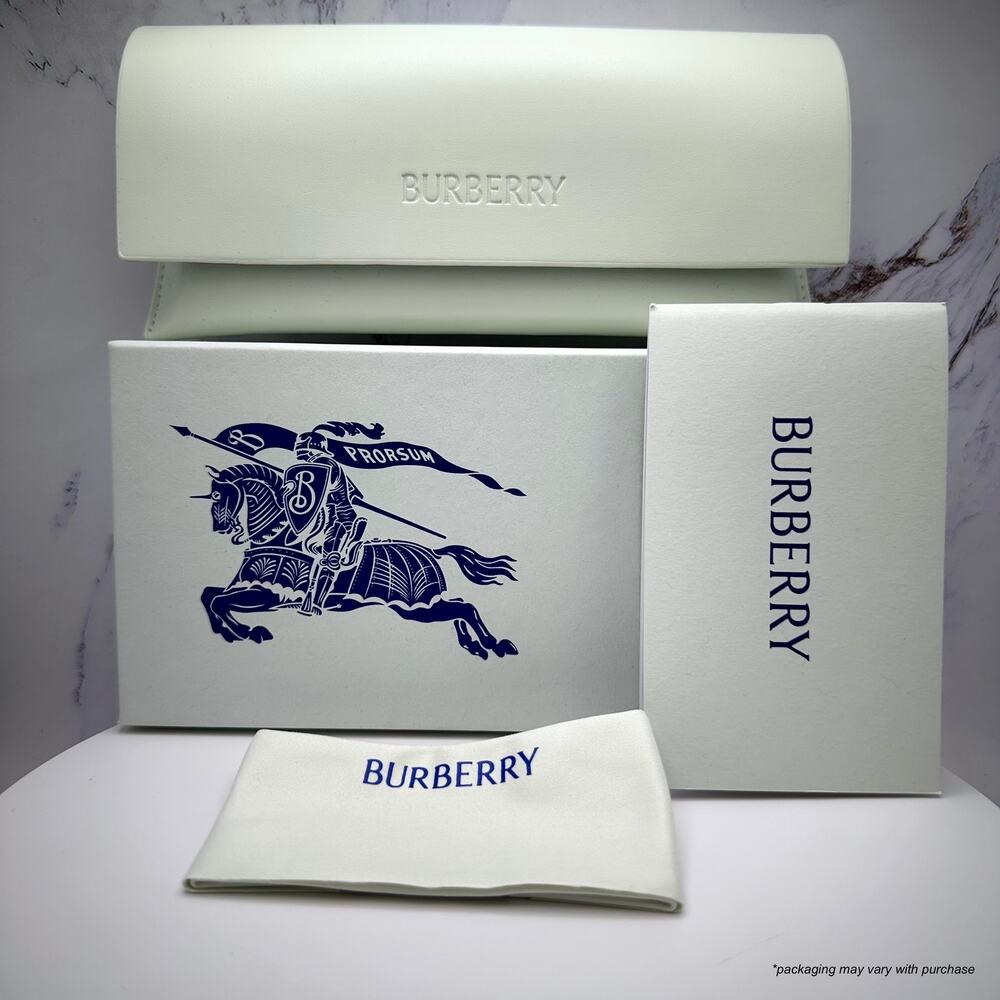New Burberry Sunglasses Black Front Round Pantos Frame Checkered Arms Gray Lens - Picture 13 of 16